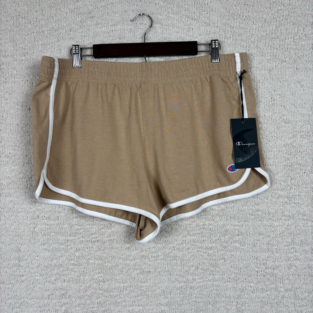 Champion Shorts Womens 2XL Tan Stretch Waist Pull‎ On Casual Comfort Lounge Wear